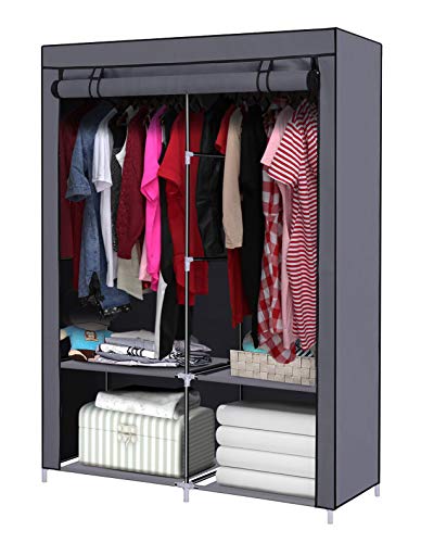 YOUUD Closet Organizer Wardrobe Portable Wardrobe Storage Clothes Closet Portable Closet Rod Storage Closet Standing Closet Folding Closet Portable Closet Organizer Wardrobe Closets Grey