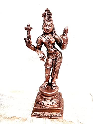 Image of Copper Idols of god Arthanaheeswarar, 6 inches, 450 Grams, Patina Antique Finish, Pack of 1 Piece