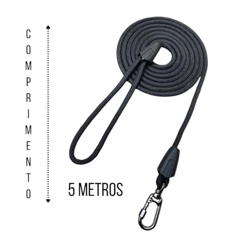 Guia Longa com 5 metros de Corda Passeios Para Cães de Adestramento Mosquetão Reforçado (Peto)