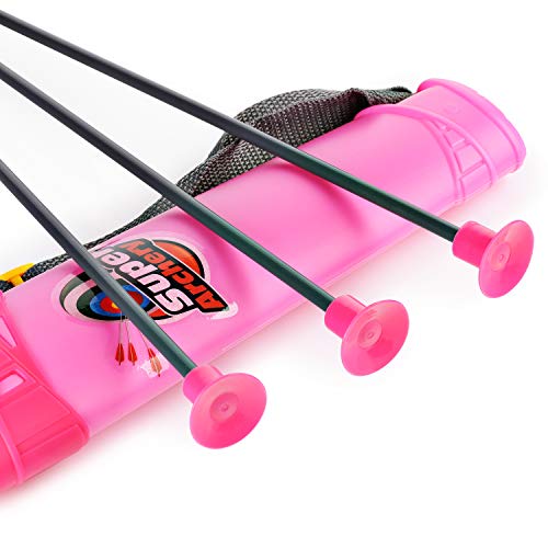 Sainsmart Jr. Kids Bow And Arrows, Light Up Archery Set For Kids Outdoor Hunting Game With 5 Durable Suction Cup Arrows, Luminous Bow And Sighting Device,Pink #TOP6