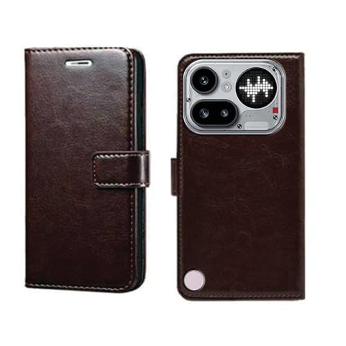 Image of amazon basics Nothing Phone 4A Pro 5G Flip Cover | Card Pockets Wallet & Stand | Flip Cover for Nothing Phone 4A Pro 5G (Coffee)