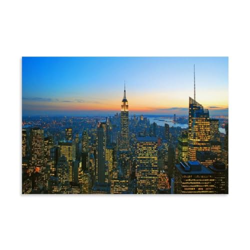 New York City Landscape Poster�C���e���A�f�U�C���̃|�X�^�[�A�Ƃ̑����̔��w�A�����̐V�����Ƃ̑��蕨16x24inch(40x60cm) Unframe-style