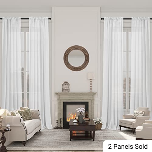 120 Inches Long Semi Sheer Linen Curtain Panels Farmhouse Extra Long Window Curtains For Large Windows Living Room Light Filtering Country Rustic Patio Garden Windows 38X120 Inch Length 10 Ft Tall #TOP6