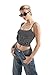 SUUKSESS Women Double Line Square Neck Tank Top Summer Going Out Tops Sleeveless Basic Cami Shirts (Black Polka Dots, S)