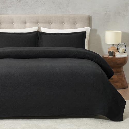 Hansleep Black Quilt Queen Size - Baroque Ultrasonic All Season Bedspread Queen, Soft Lightweight Coverlet Bedding Set, 3 Pieces (1 Quilt, 2 Pillow Shams) by Hansleep - Used condition - US$23.91