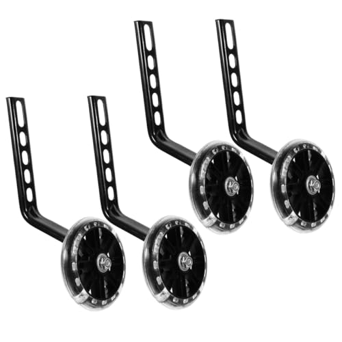 Outanaya 2 pares de ruedas de entrenamiento ajustables para bicicleta, estabilizadores auxiliar con función intermitente, negro miniatura 1