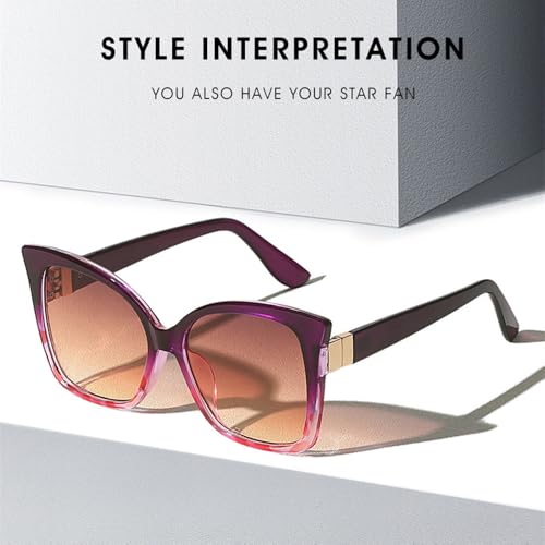 Lunettes de soleil léopard violettes UV400 grande taille style tendance pour homme et femme - 2