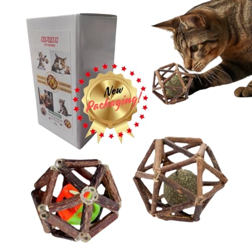 Catnip Matatabi Balls, 2 Piezas, Catnip para Gatos, Juguete con Hierba gatera, dentífrico Natural, Anti-Stress, Eco-Friendly, Hecho a Mano, Calma, distrae, tranquiliza, aporta Salud
