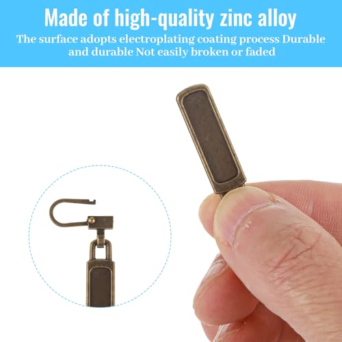 6Pcs Zipper Pulls Replacement, Zipper Pull Jacket for Jacket Purse Backpack Boots Suitcase Luggage, Universal Slider Handle Mend Kit (Bronze)