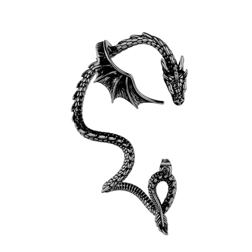 AccGin Gothic Dragon Ear Cuff - 1pcs Retro Silver Punk
