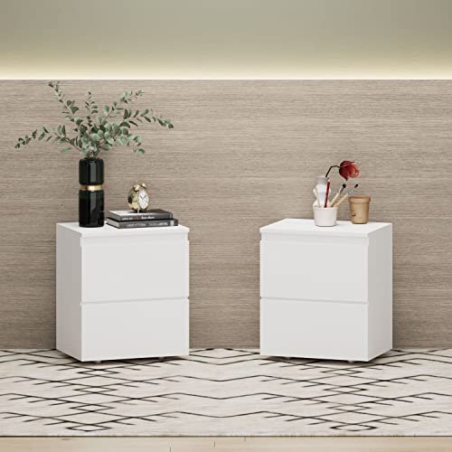 Didugo Chest Of Drawers 2 Drawer Dresser, Wide Storage, Minimalist & Contemporary, White Dresser For Bedroom (15.7”W X 11.6”D X 18.9”H) #TOP3