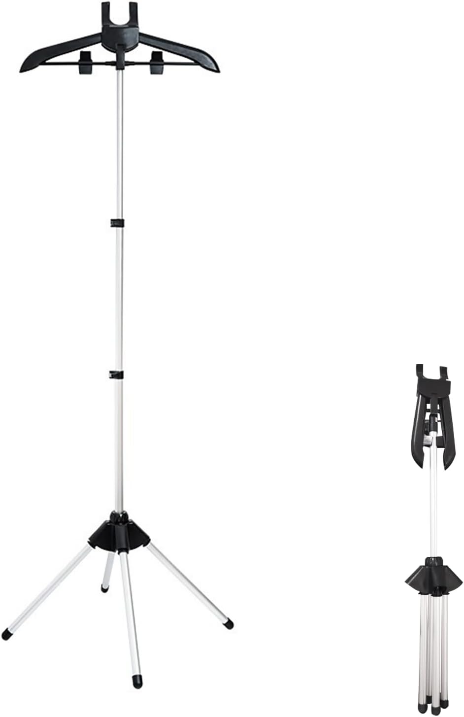 Beauenty Hanging Ironing Machine Coat Hanger, Clothing Accessory Holder with Portable Ironing, Height-Adjustable Ironing Cloths Rack, Black (Style 1)