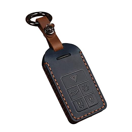 HIBEYO Bilnyckelfodral passar för Volvo skyddande fodral nyckelfodral läderskydd för Volvo XC60 XC70 XC90 S60 S80 S70 S90 V60 S60L T4 T5 bilnyckel fodral biltillbehör 5 knappar blå