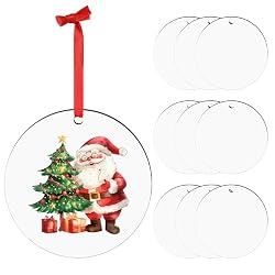 Sublimation Ornaments Blanks Bulk Wood Sublimation Christmas Ornament Blanks White Blank Christmas Tree Hanging Ornaments for Crafting DIY Personalized Xmas Tree Decor Keepsake Gift