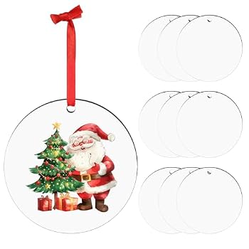 Sublimation Ornaments Blanks Bulk Wood Sublimation Christmas Ornament Blanks White Blank Christmas Tree Hanging Ornaments for Crafting DIY Personalized Xmas Tree Decor Keepsake Gift