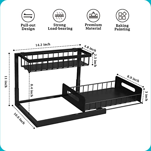 Under Sink Organizer, Pull Out Cabinet Organizer 2 Tier Slide Out Sink Shelf Cabinet Storage Shelves, Under Sink Storage For Kitchen Bathroom Cabinet #TOP4
