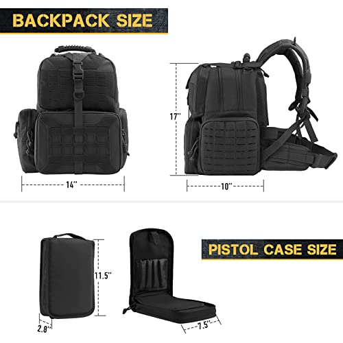 Votagoo Tactical Range Backpack, Range Activity Bag For Handgun And Ammo, 3 Pistol Carrying Cases For Hunting Shooting #TOP1