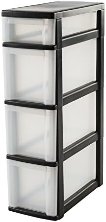 Iris Ohyama, Storage chest, tower, 5 drawers of 10 Lwith wheels, see through drawers, office, bathroom, living room - New Slim Chest NSC-205 - White