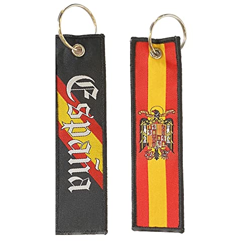 Durabol Llavero Águila de San Juan, Bandera España Nacional, Cinta Roja Amarilla o Azul, Metal y Lona, 8 x 3.5 cm (Aguila de San Juan)