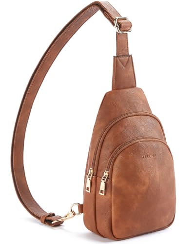Telena Crossbody Bags for Women Leather Sling Bag for Woman Travel Brown