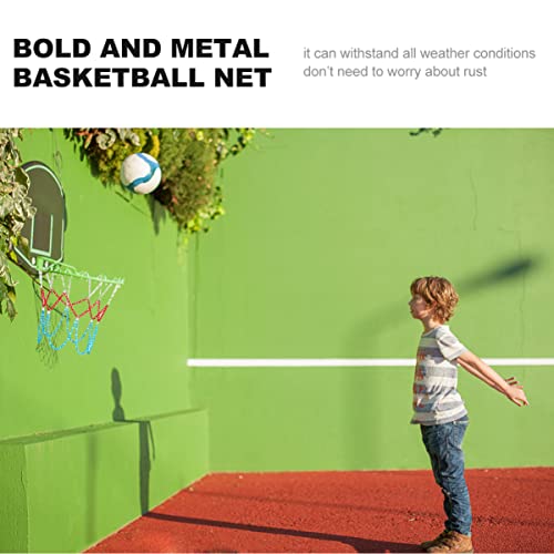 Inoomp Outdoor Basketball Metal Basketball Net 12 3 Replacement Hoop Exercise For Metal Goal Net Steel All Galvanized Basketball Buckles Color Weather Manganese Chain Kid Basketball Kids Basketball #TOP4
