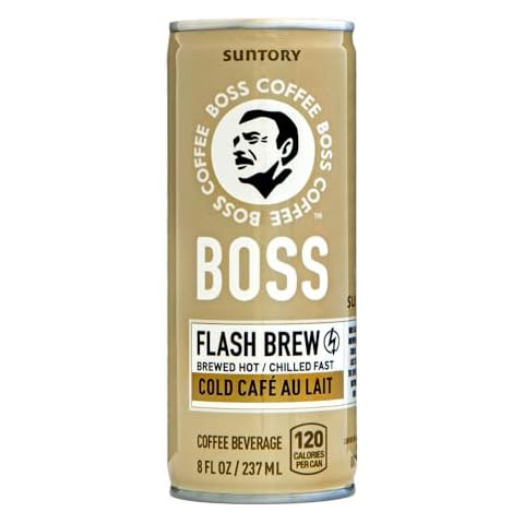 BOSS Coffee by Suntory - Japanese Flash Brew Coffee with Milk, 8oz 12 Pack, Imported from Japan, Au Lait, Espresso Doubleshot, Ready to Drink, Contains Milk, No Gluten Cover