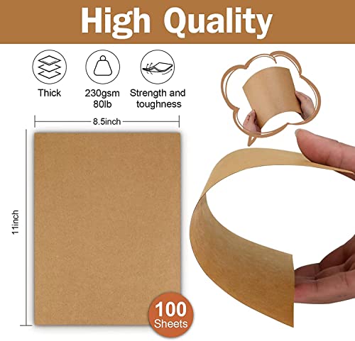 100 Sheets Kraft Paper Brown Cardstock 8.5 X 11, Goefun 80Lb Card Stock Printer Paper For Invitations, Menus, Crafts, Diy Cards #TOP1