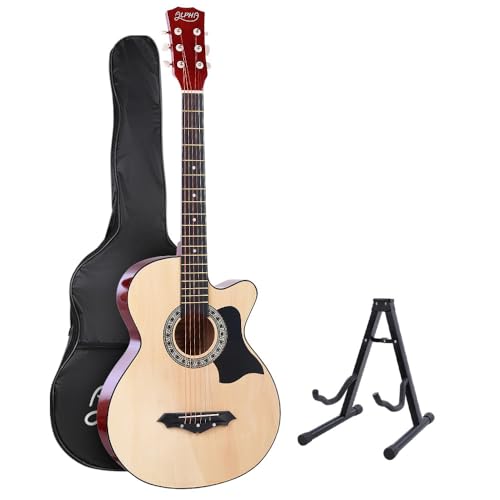 38" Acoustic Guitar with Stand - Full Size Wooden Body Steel String