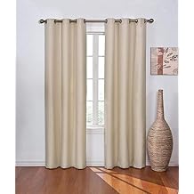 ECLIPSE Madison Solid Texture Blackout Curtains for Bedroom or Living Room, Single Panel, 42" x 84", Light Khaki