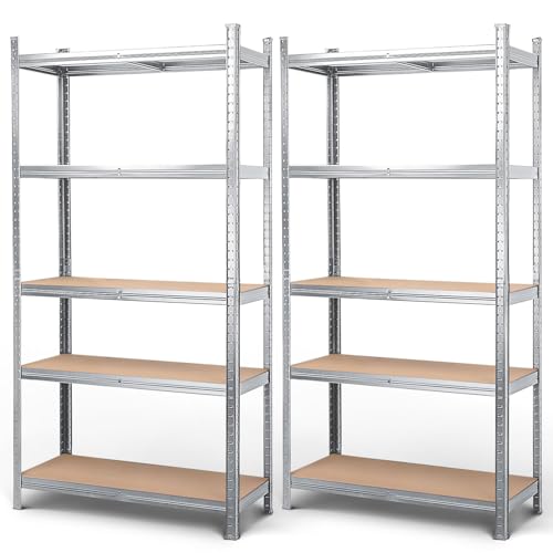 MasterSpec 2PCS 5-Tier Garage Shelving 1500x700x300mm Warehouse Rack Shelf Unit Storage Rack Pallet Racking Garage Shelves Industrial Commercial Shelving Display Heavy Duty Steel Rack Storage Racking