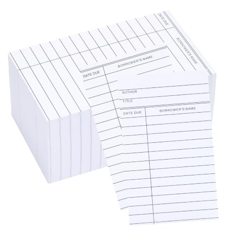 100 Count Library Cards, Checkout Catalog Book Card,Library Checkout Index Cards, Due Date NoteCards for Record Keeping - 3 x 5 inch