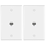 VCE Ethernet Wall Plate (UL Listed), 1-Port Cat6 Female to Female Wall Jack, Keystone Wall Plate with RJ45 Keystone Inline Coupler, White (2-Pack)