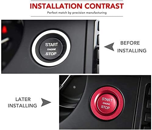 MARCHFA Start Stop Engine Switch Button Cover Compatible for Evoque Discovery Accessories Ignition Key Ring Aluminum Alloy Red