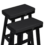 baibu Set of 2 Rectangle Bench Stool Cushion, Non-Slip Saddle Stool Pads Bar Stool Cushion with Machine Washable Cover - Only 2 Pads (Black, 18x9.5x1.5in)