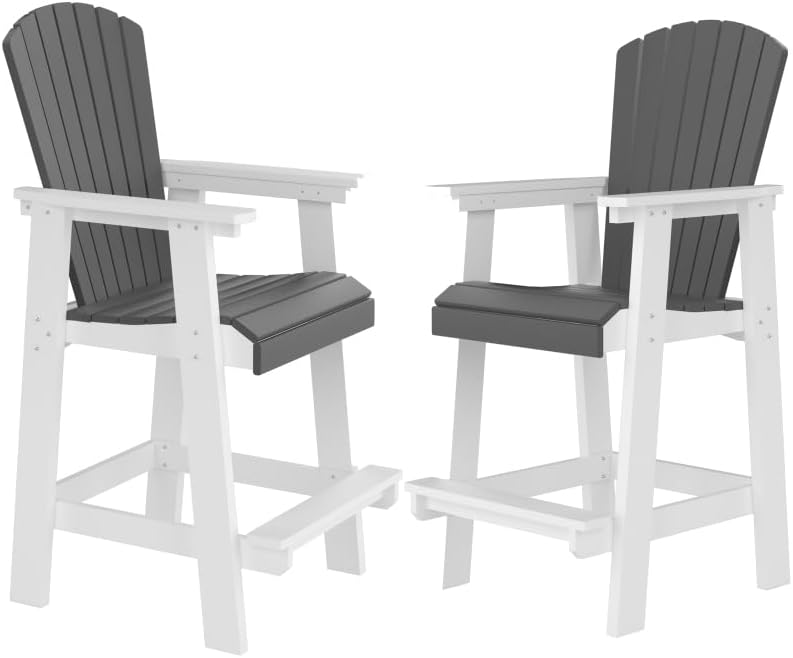 HDPE Bar Height Chair with High Back Support for Outdoor Patios and Decks
