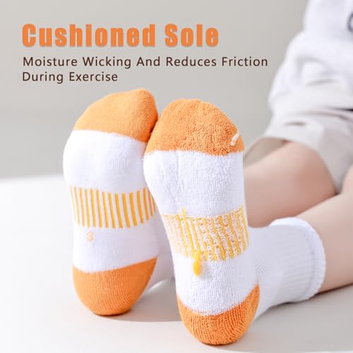 Mini angel Kids Athletic Socks Cushioned Boys Ankle Socks Breathable Mesh Girls Quarter Sock Youth Cotton Sports Sock 6 Pack4