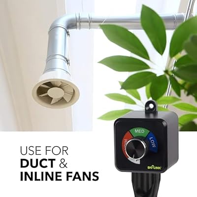 BN-LINK Variable Fan Speed Controller, Plug-in Electric 3 Speed Regulator Adjuster Cordless for Duct Inline Exhaust Vent Blower, Ventilation Fans, AC Motor Speed Controller, 125V, 4.8A, 600W