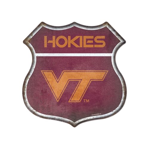 Rico Industries NCAA Virginia Tech Hokies Rustic 11.5" Metal Route Sign