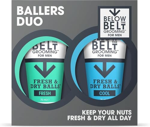 Below The Belt Mens Groin Deodorant, Anti-Chafing Cream for Men Ballers Duo Gift Set