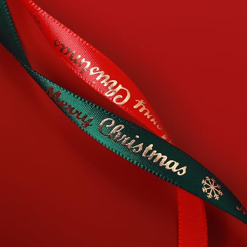 2 Rolls x 22m Red and Green Christmas Ribbon for Gift Wrapping Satin Ribbons 10mm Wide, Thin Christmas Red and Green Ribbon for Gift Wrapping Xmas Crafts Cake Present Decorations 2/5 inch — photo 4