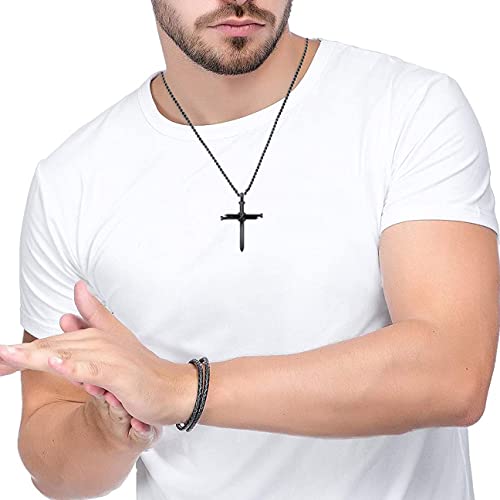 Black Arrow Pendant Necklace Arrowhead Pendant Necklace Spear Point Pendant Necklace Nail Cross Pendant Necklace For Men Women,316L Stainless Steel Punk Gothic Biker Pendant Necklace Jewelry Set Gift For Boys Him Her (Pendant_B) #TOP5