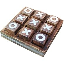 لعبة Tic Tac Toe الخشبية | لعبة لوحية للأطفال والعائلة | Table Top غرفة المعيشة ديكور لعبة المرح | لعبة السفر الكلاسيكية للبالغين في الهواء الطلق Burnt Wood