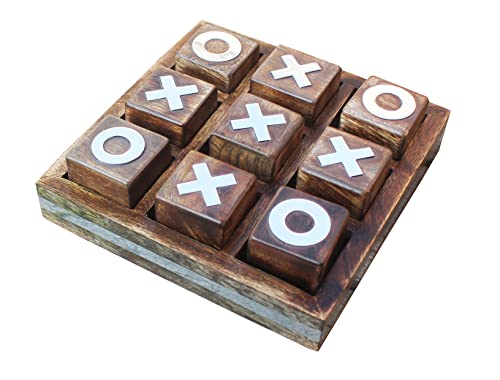 wooden tic tac toe game  board game for kids and family  table top living room decor fun game  indoor outdoor adults classic travel game burnt wood