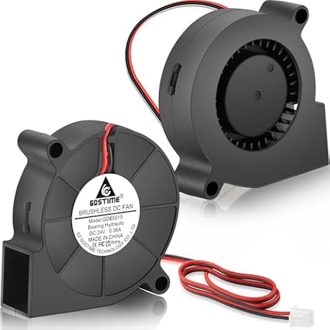 GDSTIME 5015 Blower 24V, 50mm x 15mm Part Cooling Radial Fan 2Pin High Speed Brushless DC Turbine Turbo Hydraulic Bearing for Ender 3 3D Printer Humidifier, 2 Pack Cover