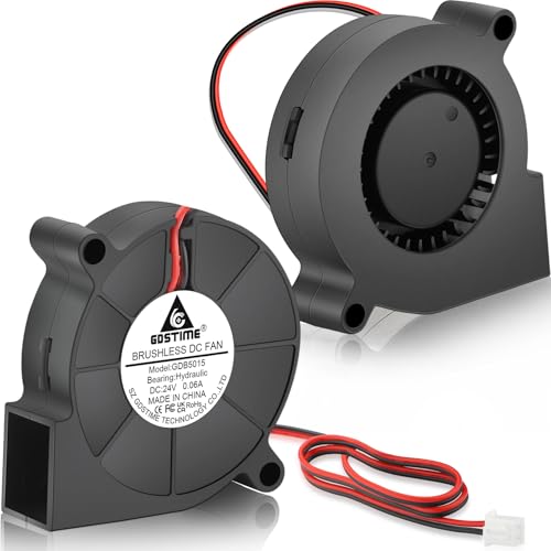 GDSTIME 5015 Blower 24V, 50mm x 15mm Part Cooling Radial Fan 2Pin High Speed Brushless DC Turbine Turbo Hydraulic Bearing for Ender 3 3D Printer Humidifier, 2 Pack
