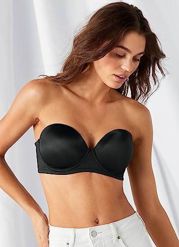 Jockey Women's Bra Cushion Wire Multiway Strapless Bra, Black, 38C #TOP5