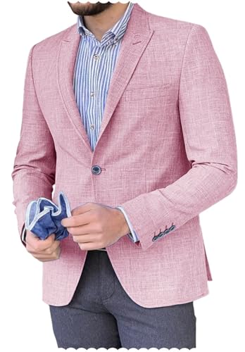 Men's Casual Cotton Linen Suits Blazer Jackets Lightweight Sports Coats