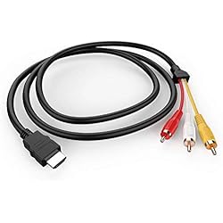 HDMI to RCA Cable, 1080P 5ft/1.5m HDMI Male to 3-RCA Video Audio AV Cable Connector Adapter Transmitter for TV HDTV DVD
