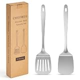 ChefBee 2PCS Stainless Steel Spatula Set, Solid & Slotted Turner