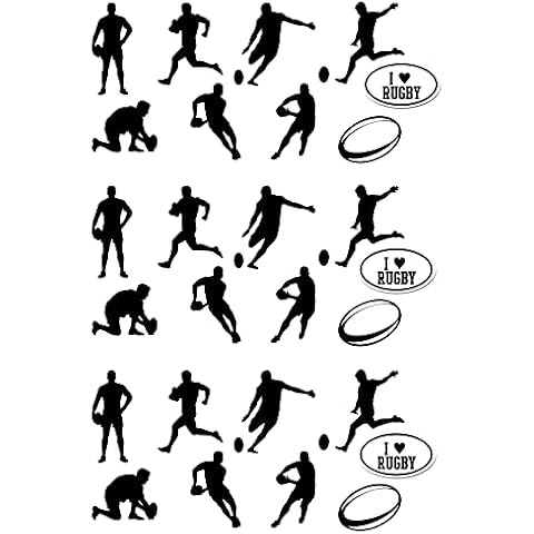 27 Stand Up Silhouette Rugby Themed Edible Wafer Paper Cake Toppers Decorations Cover